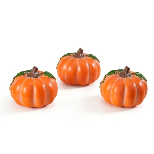 Fall Harvest Pumpkin Decorations Set of 3 - Resin Farmhouse Autumn Decor - Decorative Pumpkins - Variation of Decorative-pumpkins