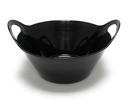 Large Plastic Bowls with Handles - 4.5L Black Party Snack Bowls 2 Pack