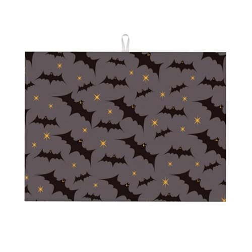 Star Bats Witchy Dish Drying Mat for Kitchen Counter - Large 18x24 Microfiber