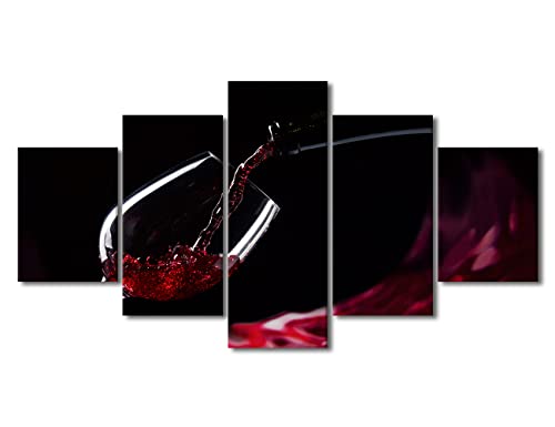 Red Wine Wall Art Canvas Print - 60''Wx32''H Modern Food Decor - Framed & Ready to Hang