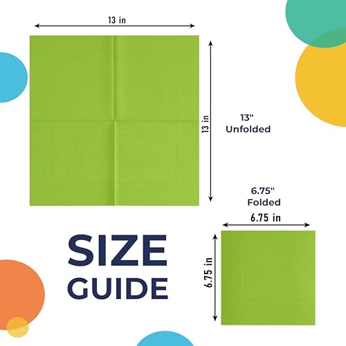 Lime Green Dinner Napkins - Party Solids 300 Pack, 2-Ply Disposable Paper