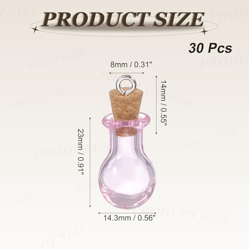 Mini Glass Bottles Jars with Cork Stoppers - Pink, 30 Pcs, DIY Crafts & Decor