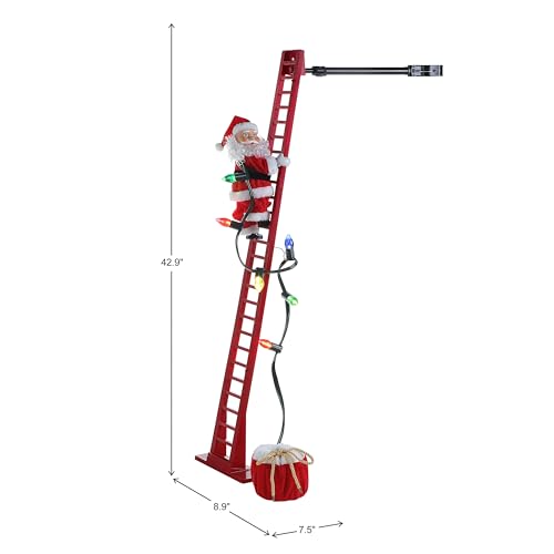 Animated Christmas Climber Decor - 42-Inch Plush Santa with LED Lights & Music