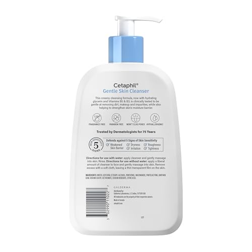 Cetaphil Face Wash, Hydrating Gentle Skin Cleanser for Dry to Normal Sensitive Skin, 16 oz + Travel Size Moisturizing Lotion 2 oz