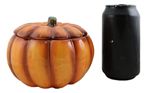 Ceramic Pumpkin Soup Bowl with Lid - Halloween Fall Kitchen Decor, 6-Inch Orange Pumpkin