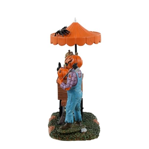 Lemax Pumpkin Patch Vendor Figurine - Halloween Village Decor, Gray, 4.1 Inches