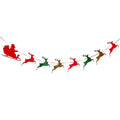 Christmas Banner Santa Sleigh and Reindeer Felt Garland Indoor Holiday Decorations