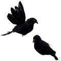 2pcs Black Feathered Crows Halloween Decorations Realistic Ravens Birds Clip-On
