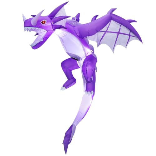 Inflatable Halloween Dragon Yard Decoration with LED Lights and Wings - 6ft Outdoor & Indoor
