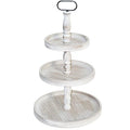 White 22-Inch Three Tier Farmhouse Decorative Tray Stand for Kitchen & Holiday Decor