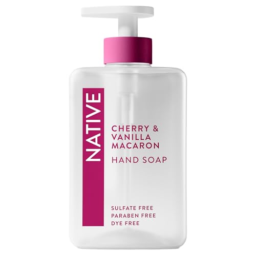 Liquid Hand Soap with Cherry & Vanilla Macaron Scent - Non-Drying, Plant-Based Formula, 13 oz