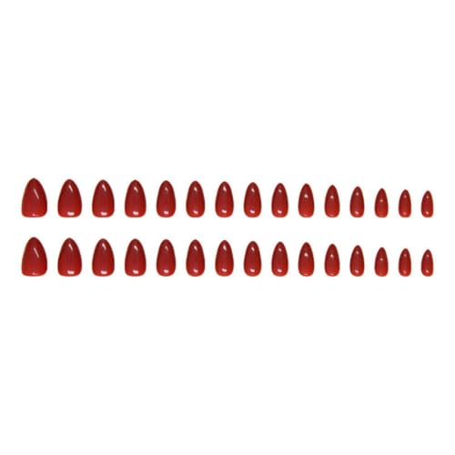 Red Press On Nails Medium Almond Fake Nails Solid Red Color - Variation Red / 0831