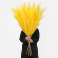 Yellow Pampas Grass Decor - Faux 8 Pieces, 45 Inch Tall, Lifelike Fluffy Stems