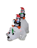 Lighted Christmas Inflatable Penguins Fishing on Polar Bear - 6ft Holiday Yard Decor