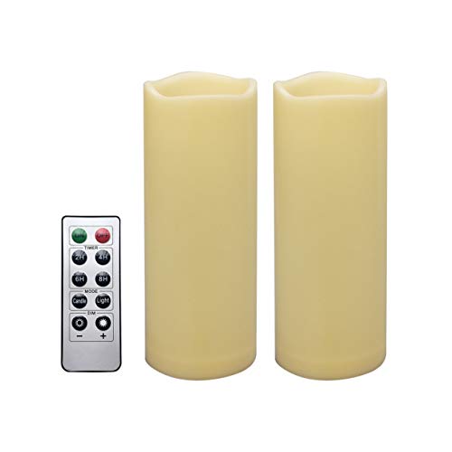 Outdoor Flameless LED Candles with Remote & Timer - 3x8 Inches, Dark Ivory, Waterproof 2 Pack