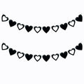 Black Felt Heart Garland Banner for Gothic Party & Wedding Decor - 2 Pack