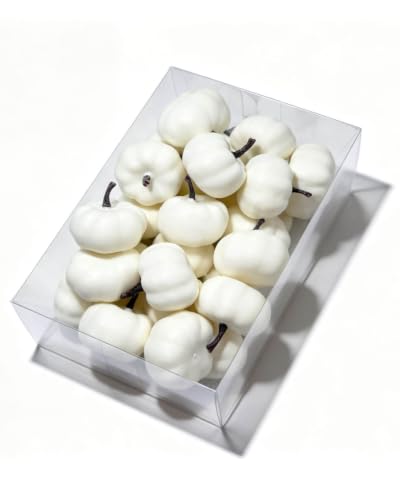 1.5 Inch White Foam Pumpkins - 36 Pack Artificial Fall Decor for Crafts & Centerpieces