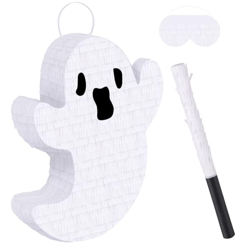 Halloween Ghost Piñata with Blindfold and Stick Kids Party Game – Birthday Carnival Decoration