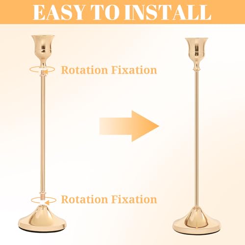 Gold Candlestick Holders Set of 15 (45 PCS) - Metal Taper Candle Holders for Dining & Decor