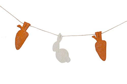 Handmade Wool Felt Easter Bunny & Carrot Garland - 48-Inch Wall & Table Decor