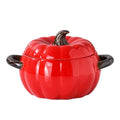 Dutch Oven Pot with Lid - Pumpkin Ceramic Casserole & Baking Dish - Red - Mini Dessert Saucepan