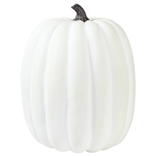Large 19-Inch Oblong White Artificial Foam Pumpkin - Fall Decor