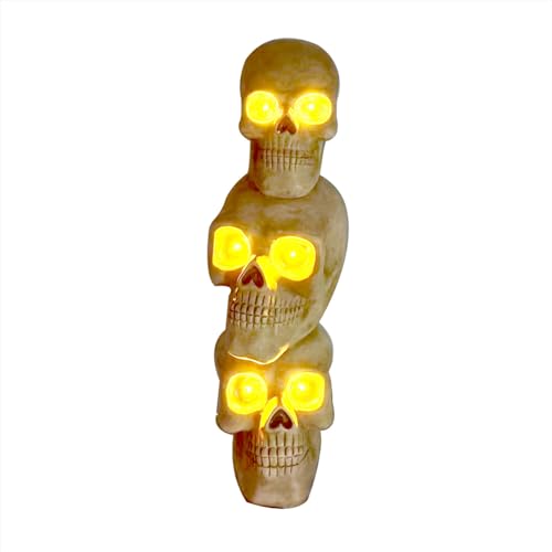 Lifesize Halloween Skull Statue with LED Eyes - Indoor Outdoor Decor