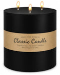 Black 3-Wick Large Pillar Candle 6x6 Inch for Halloween Home Decor - UNICY