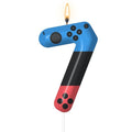 Game Controller Number 7 Birthday Candle - Red & Blue Cake Topper - Variation of THIS listing