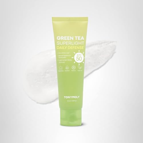 TONYMOLY Green Tea Korean Sunscreen SPF 50 – Non-Greasy Broad Spectrum Face Sunscreen with Niacinamide, Panthenol & Hyaluronic Acid, Travel Size 50ml