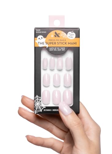 Olive & June Super Stick Mani Press-On Nails Boogie Bones Short Squoval No Glue Needed Halloween