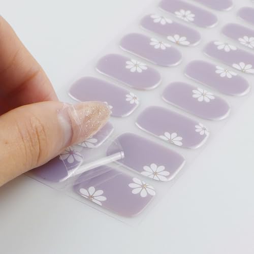 Semi Cured Gel Nail Art Stickers - Flower Design, Long-Lasting Manicure