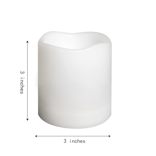 Outdoor Waterproof Flameless Candle Set with Timer - White 3x3 Inches, 6 Pack