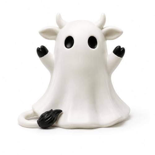 Halloween Ghost Highland Cow Figurine - Mini Resin Decoration Gift - Variation: Highland Cow