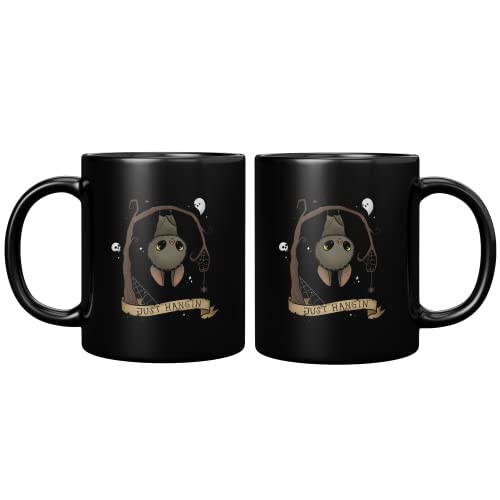 Halloween Hanging Bat Coffee Mug - Spooky Cute Ceramic Cup for Hot & Cold Beverages