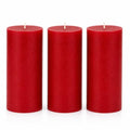 Red Pillar Candles Set of 3 - Unscented Dripless 3x6 Inch for Decor