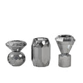 Smoky Grey Crystal Candle Holder Set of 3 - Elegant Glass Stand for Pillar Taper Tealight Candles, Wedding & Holiday Decor