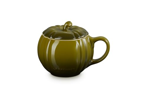 Le Creuset Pumpkin Mug with Lid - 14 oz Olive Stoneware
