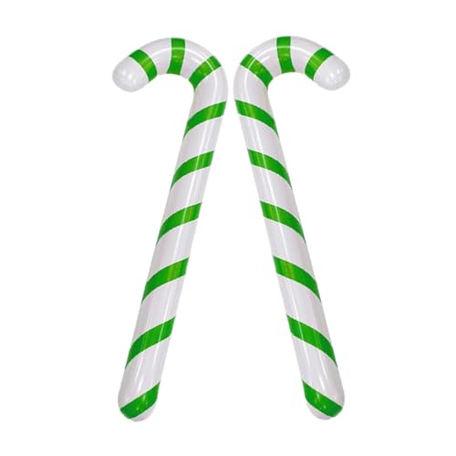Inflatable Christmas Candy Cane Decorations - Green, 34.6 Inches, 2 Pack