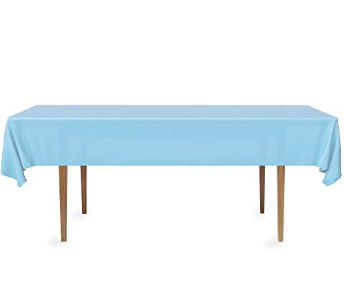 24 Pack Light Blue Plastic Rectangular Tablecloths 54x108 in - DecorRack