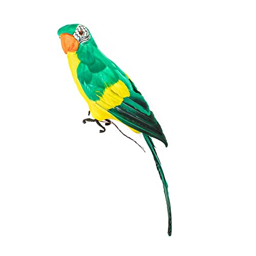 Artificial Green Parrot Decoration - 17.7 Inch Lifelike Bird for Christmas & Garden