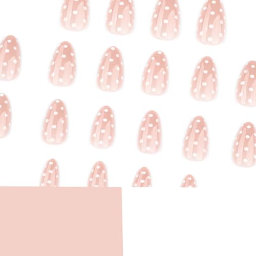 Press on Nails Short Almond Polka Dot Style-6 Medium - Cute DIY Manicure