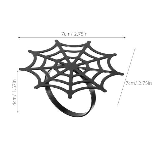 Halloween Spider Web Napkin Rings Set of 4 - Metal Table Decorations for Parties