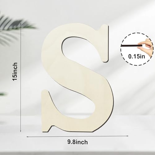 15 Inch Unfinished Wooden Letters for Crafts & Decorations - Wood-S Variation