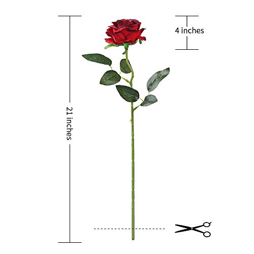 Artificial Roses Flowers Bulk Set - Gradient Burgundy Silk Long Stems for Wedding & Home Decor (50 Pieces)