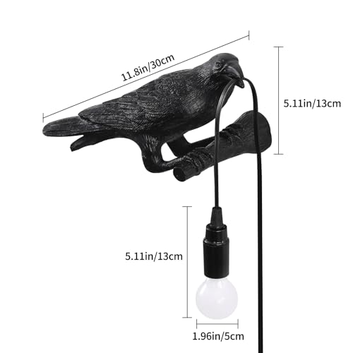 Gothic Raven Table Lamp with Adjustable Birds Wall Sconce for Bedroom & Living Room