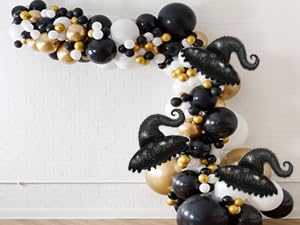 Black Wizard Hat Foil Balloons for Witch Party Decorations - 6 Pcs