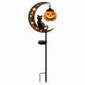 Halloween Black Cat LED Lantern Waterproof Outdoor Holiday Decoration with Crescent Moon & Hanging Jack-O'-Lantern