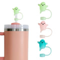 Luminous Halloween Ghost Straw Covers Set for 30 & 40 Oz Tumblers - Silicone Drink Topper