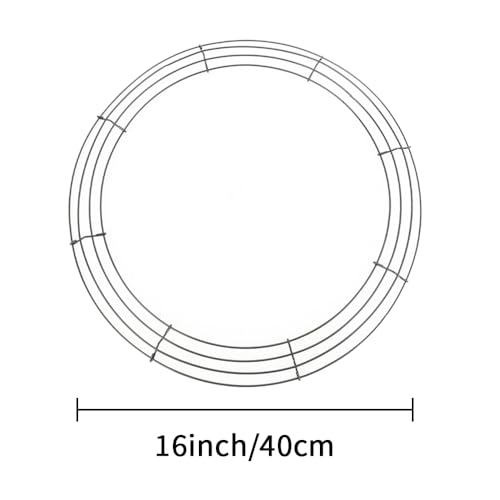 3 Pack 16-Inch Metal Wreath Frames for Fall Christmas Halloween Decor - Dark Green